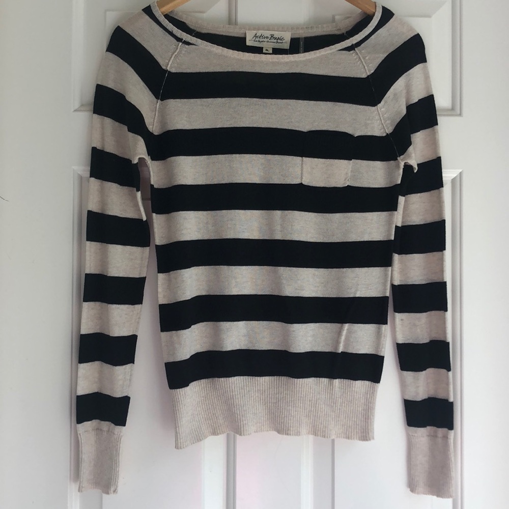 Black and Oatmeal Striped Sweater